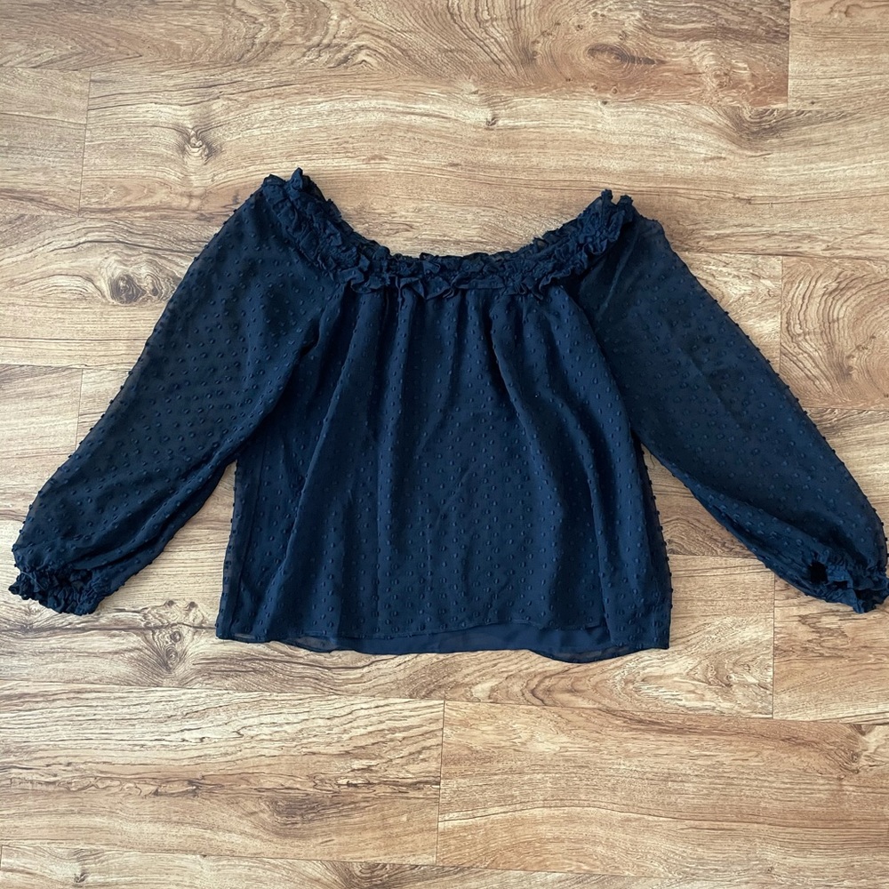 JCrew Textured Off the Shoulder Shirt